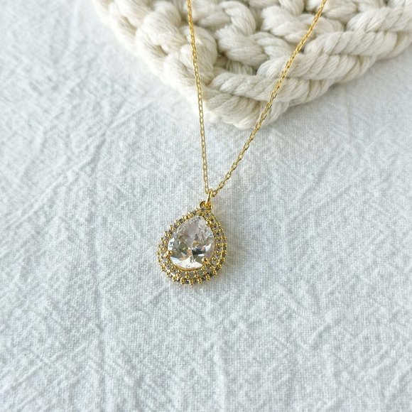 Kate Spade Jewelry - Kate Spade Brilliant Statements Pavé Halo Pendant - Gold White Necklace